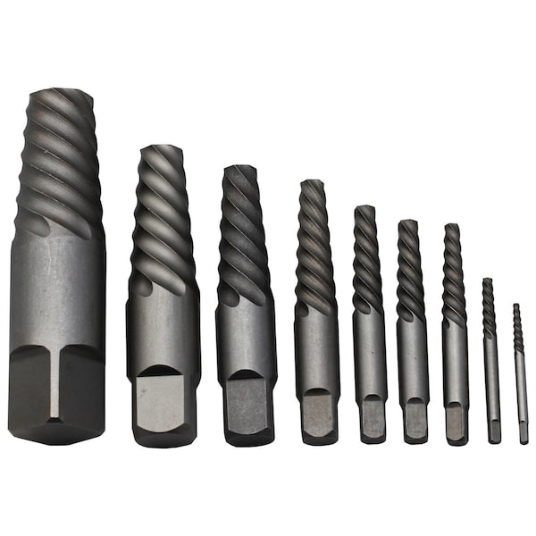 Drill America #1-9 Carbon Steel Spiral Flute Screw Extractor Set - DEWEZS1-9