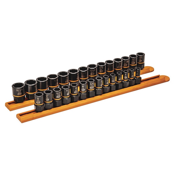 Gearwrench 28 Piece 1/4" & 3/8" Drive Bolt Biter Impact Extraction Socket Set - 84784