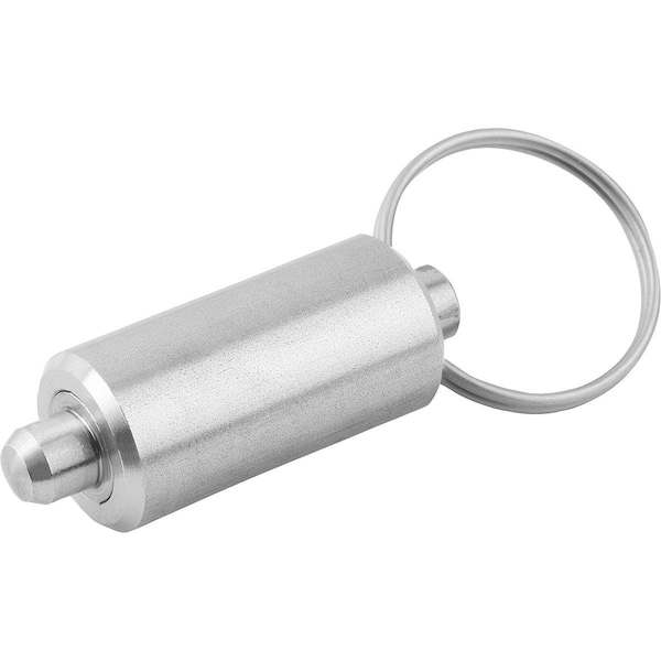 Kipp Indexing Plunger Wo Collar Size:1, D1=12, D=5, L=52, Form:V W Key Ring Wo. Groove, Ss Not Hardened - K0636.14105