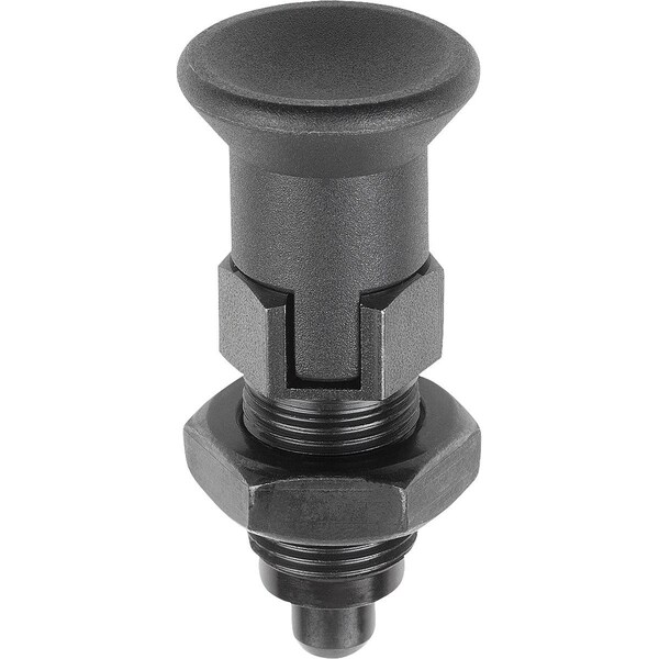 Kipp Indexing Plunger Premium W Cylindrical Indexing Size:1 D1=M10X1, D=5, Form:D W Locking Slot W - K0736.44105