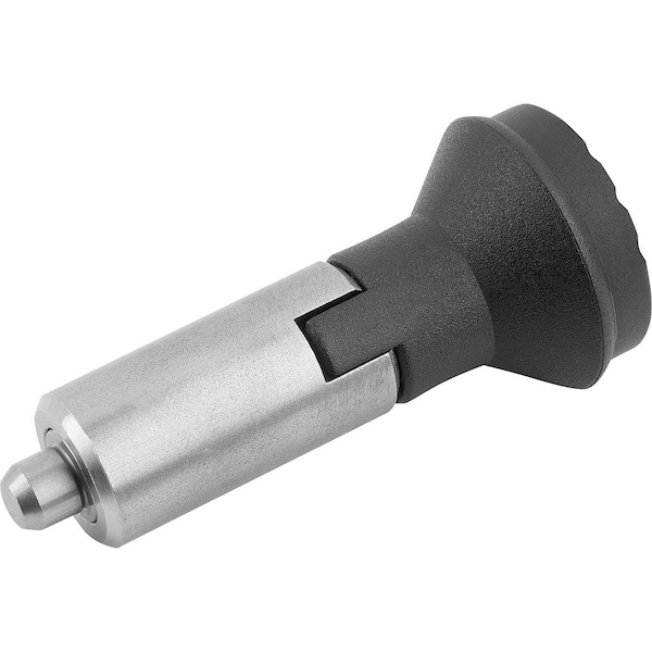Kipp Indexing Plunger Wout Collar Size:1, D1=12, D=5, L=47, Form:M W Locking Slot, Stainless Hardened,  - K0347.02105
