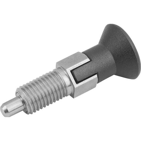 Kipp Indexing Plunger Size:1 D1=M10X1, D=5, Form:C W Locking Slot Wout Locknut, Stainless Steel Hardened,  - K0630.203105