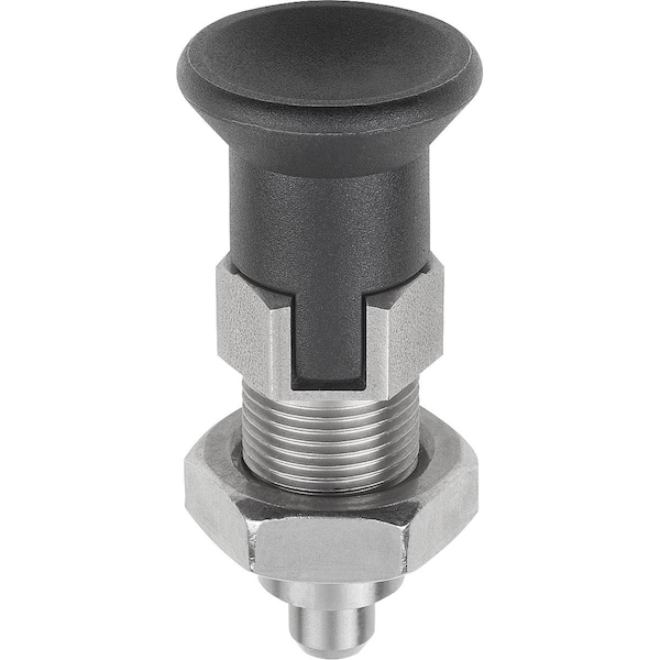 Kipp Indexing Plunger Premium W Cylindrical Indexing Size:1 D1=M10X1, D=5, Form:D W Locking Slot W - K0736.404105