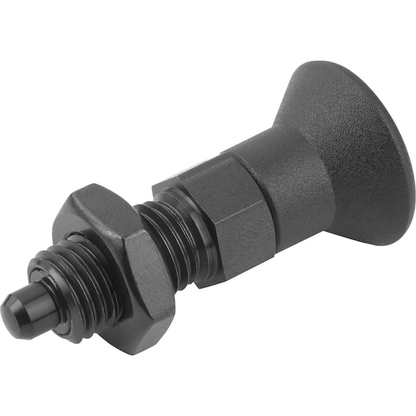 Kipp Indexing Plunger W Marker Ring Size:1 D1=M10X1, D=5, Form:B Wo. Groove W Locknut, Steel Hardened,  - K1149.72105