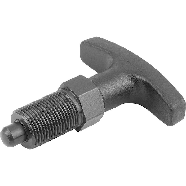 Kipp Indexing Plunger Size:3 D1=M16X1, 5, D=8, Form:A Wout Locknut, Steel Hardened, Comp:Pa Comp:Black - K1124.5308