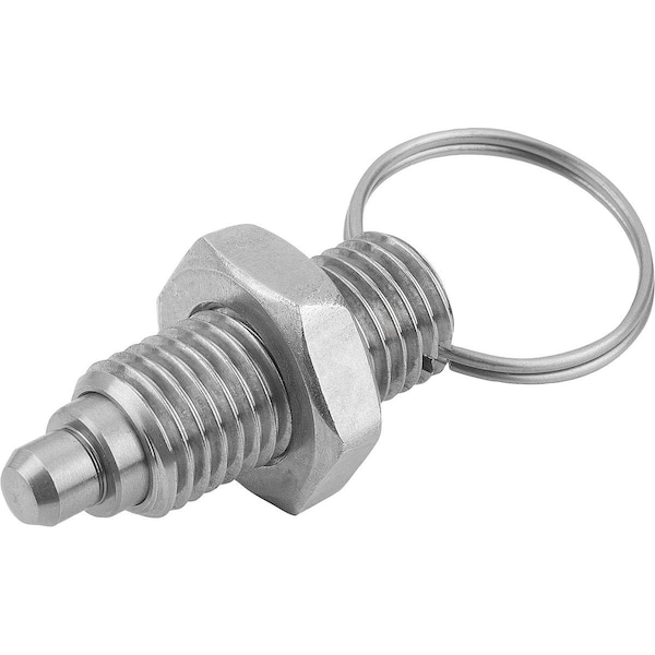 Kipp Indexing Plunger Without Collar Size:0 D1=M08X1, D=4, Form:U With Locknut, Stainless Steel Hardened - K0635.04004