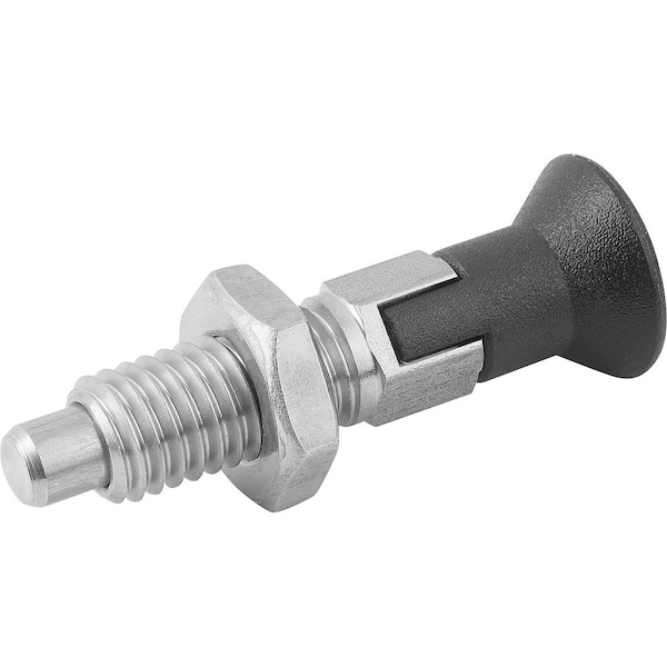 Kipp Indexing Plunger Eco Size:2 D1=M10, D=6, Form:D W Locking Slot W Locknut, Stainless Not Hardened,  - K0747.14206100