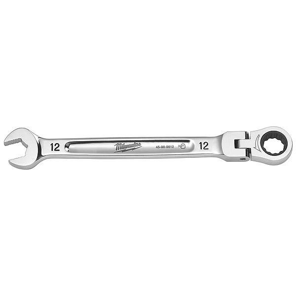 Llave combinada Milwaukee Tool de 12 mm con cabeza flexible y trinquete métrico - 45-96-9612