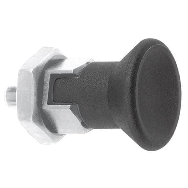 Kipp Indexing Plunger, Short, Size: 0, D1= 5/16-24, D=4, Style D, Lockout Type W. Locknut, SS - K0631.18004AK