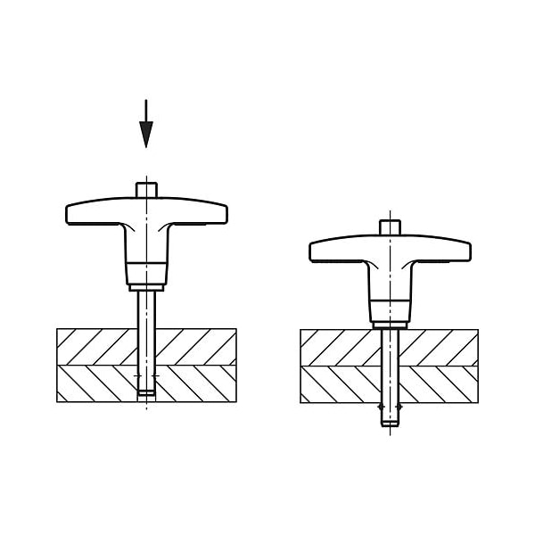 Kipp Ball lock pins with T-grip, self-locking - K0366.25110060