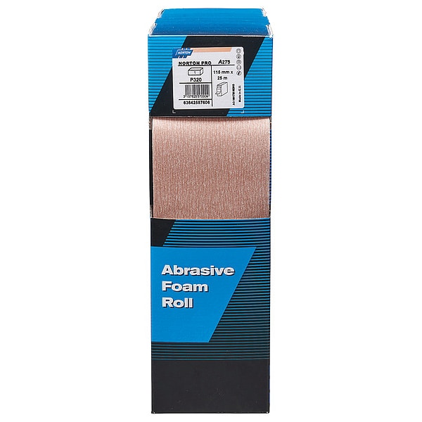 Almohadillas de lija de espuma Norton Abrasives, 4-1/2 pulgadas x 82 pies, 320G - 66623357606