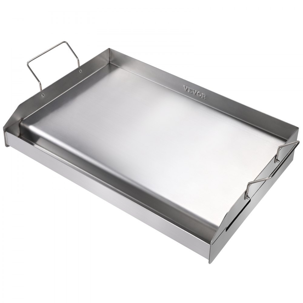 VEVOR Stove Top Griddle, 23.5"x16" Pre-Seasoned Stainless Steel Griddle, Rectangular Double Burner Griddle Pan, Non-Stick Family Pan Cookware with Handles and Oil Groove, for BBQ, Gas Grills, Silver - DMJP235YC4303KZ0TV0