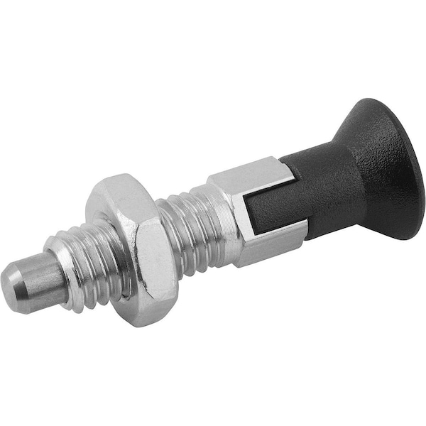 Kipp Indexing Plunger Eco Size:1 D1=M08, D=5, Form:D With Locking Slot With Locknut, Steel Not Hardened,  - K0747.04105080