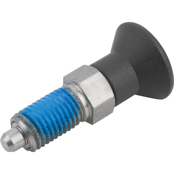 Kipp Indexing Plunger Size:0 D1=M08X1, D=4, Form:Ap Wo. Groove Without Locknut, Stainless Steel Hardened,  - K1096.091004