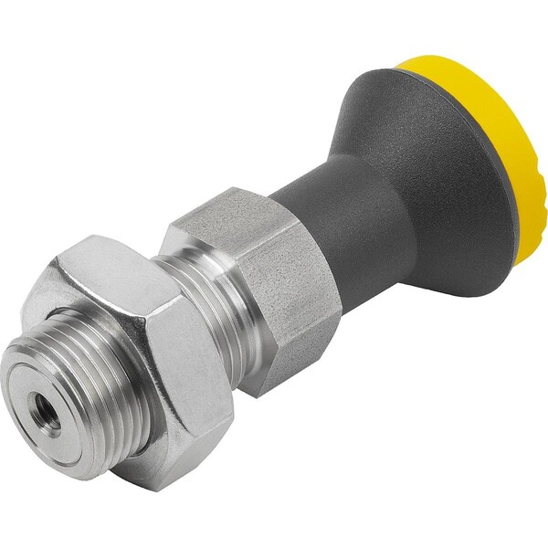 Kipp Operating Handle Wo. Groove, W. Mushroom Knob, Size:4, D1=M20X1, 5, L=73, Form:B W Locknut, Stainless - K1502.124207