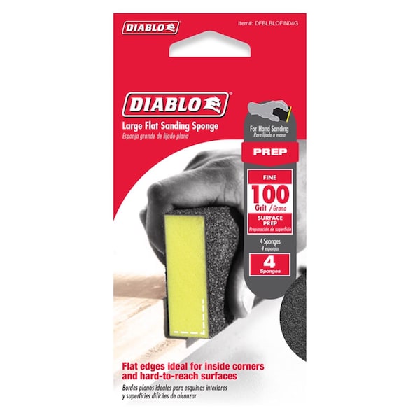 Diablo 5 pulgadas L x 3 pulgadas W x 1 pulgada 100 Grit Fine Flat Surface Sanding Sponge - DFBLBLOFIN04G