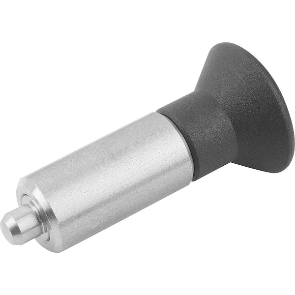 Kipp Indexing Plunger Wo. Groove Size:4, Form:L, Stainless Steel Hardened, Comp: Plastic, Black Ral7021 - K0346.01410