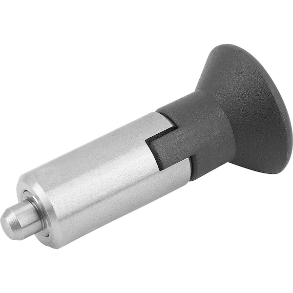 Kipp Indexing Plunger W Locking Slot Size:3, Form:M, Stainless Steel Not Hardened, Comp: Plastic, Black - K0346.12308