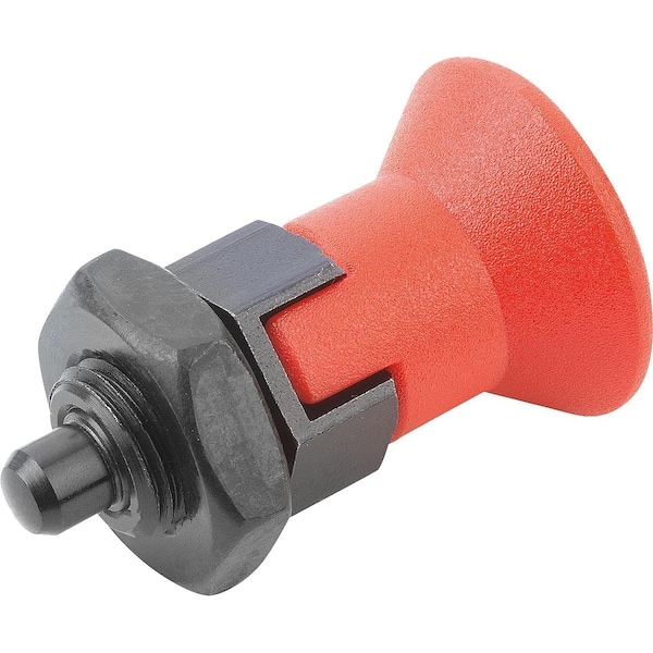 Kipp Indexing Plunger Size:3 D1=M16X1, 5, D=8, Form:D W Locking Slot W Locknut, Short Vers, Steel Hard,  - K0631.830884