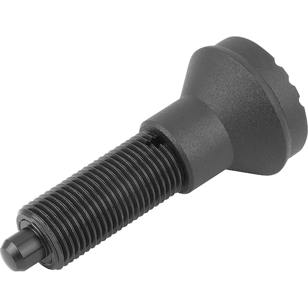 Kipp Indexing Plunger Wo. Groove Size:4 D1=M20X1, 5, Form:G Steel, Hardened, Comp: Plastic, Comp:Black - K0344.1410