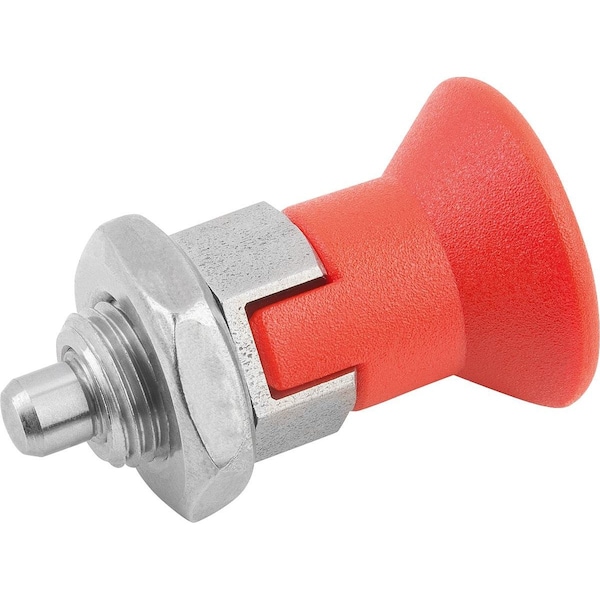 Kipp Indexing Plunger Size:0 D1=M08X1, D=4, Form:D W Locking Slot W Locknut, Short Vers, Stainless Not - K0631.1800484