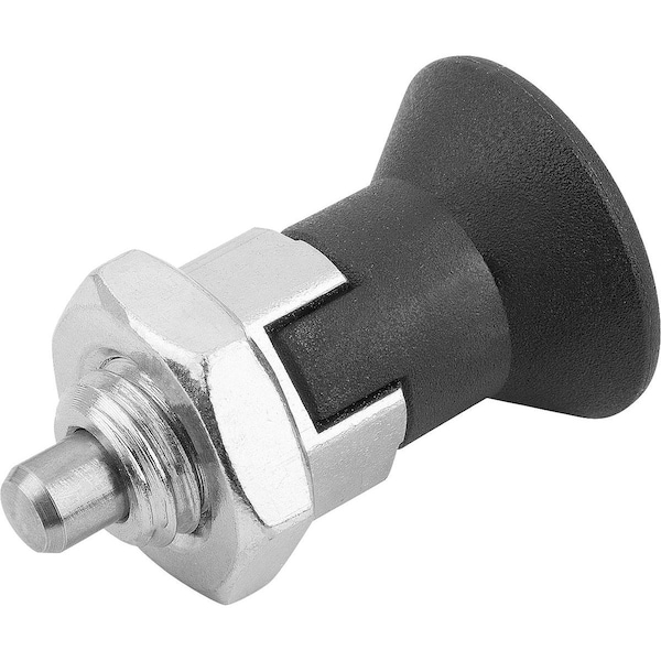 Kipp Indexing Plunger Eco Short Vers Size:9 D1=M06, D=3, Form:D, Steel Not Hardened, Comp: Plastic, Black - K0748.04903060