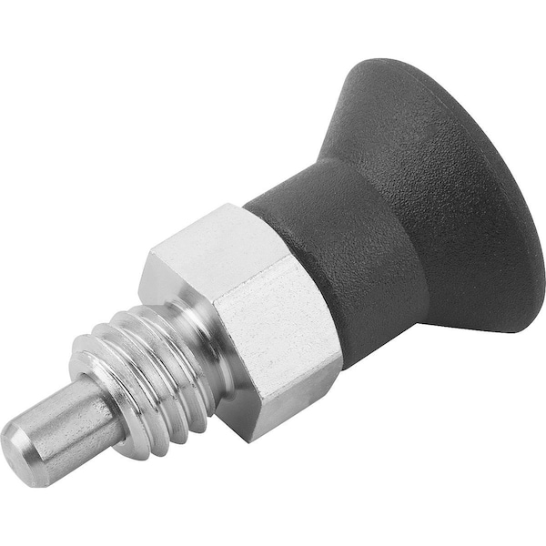 Kipp Indexing Plunger Eco Short Vers Size:3 D1=M16, D=8, Form:A, Steel Not Hardened, Comp: Plastic, Black - K0748.01308160