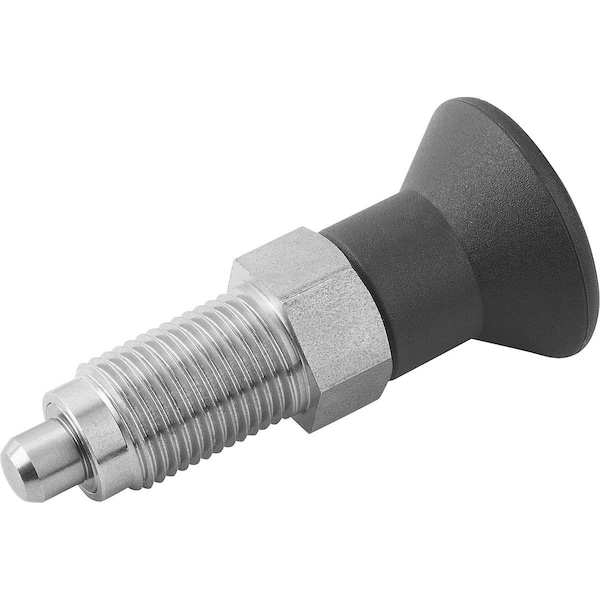 Kipp Indexing Plunger Premium W Cylindrical Indexing Size:4 D1=M20X1, 5, D=10, Form:A Wo. Groove Wout - K0736.401410
