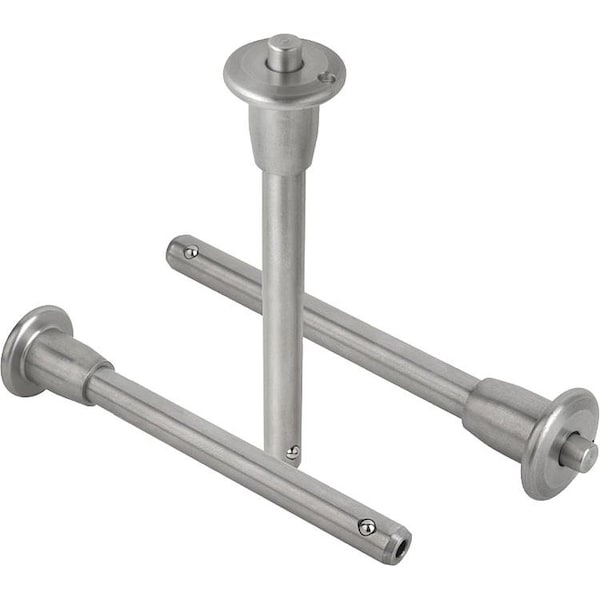 Kipp Ball Lock Pin With Mushroom Grip, D1=6, L=70, L1=7, L5=77, Stainless Steel, Comp:Stainless Steel - K0641.02106070