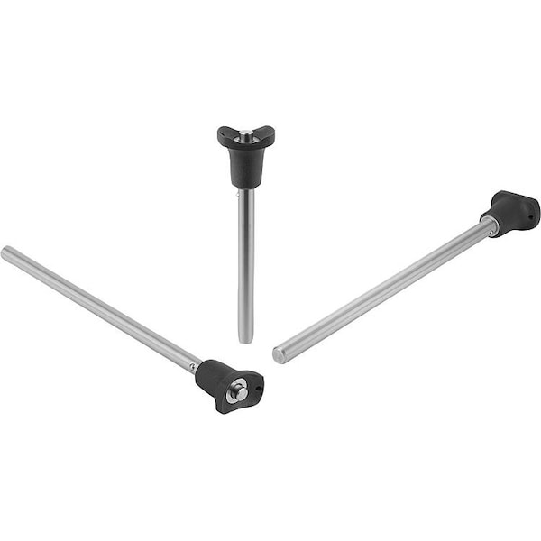 Kipp Ball Lock Pin W Head-End Lock W Mushroom Grip, D1=5, L5=100, Stainless 1.4305 Bright, Comp: Plastic - K1415.002605100