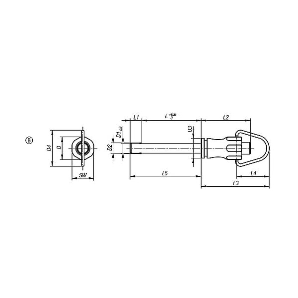 Kipp Ball lock pins stainless steel self-locking, style B - K0790.101206045