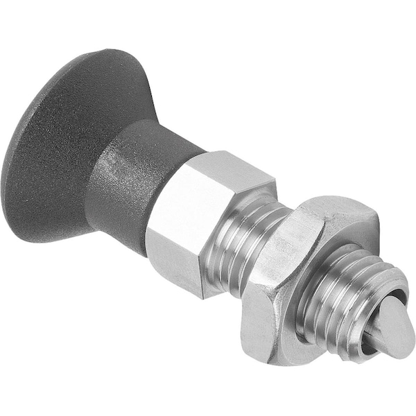 Kipp Indexing Plunger W Rotation Lock Size:3 D1=M16, D=8, Form:B, Stainless Steel Bright, Comp: Plastic - K1300.023080