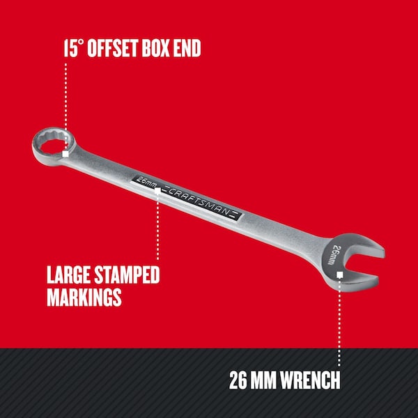 Llave combinada métrica Craftsman, 26 milímetros S X 26 - CMMT42932