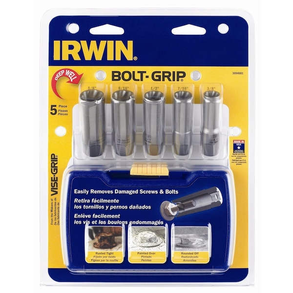 Hanson 5 Piece Bolt-GripÂ® Deep Well Bolt Extractor Set - 3094001
