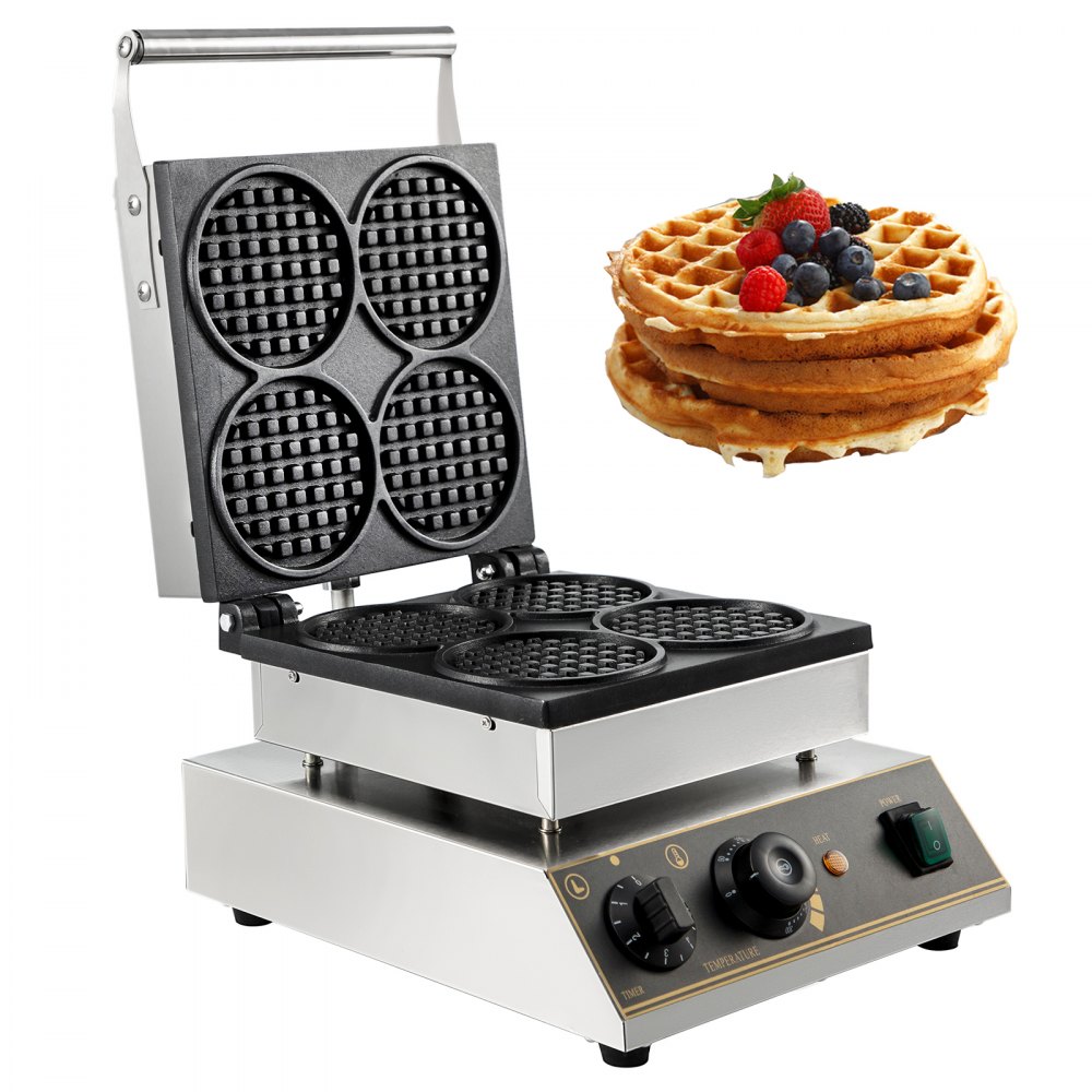 Commercial Electric Mini Round Waffle Maker Baker Tea Shop 1750w Thick Handles - HFBJ4GYXHFL2206B1V1