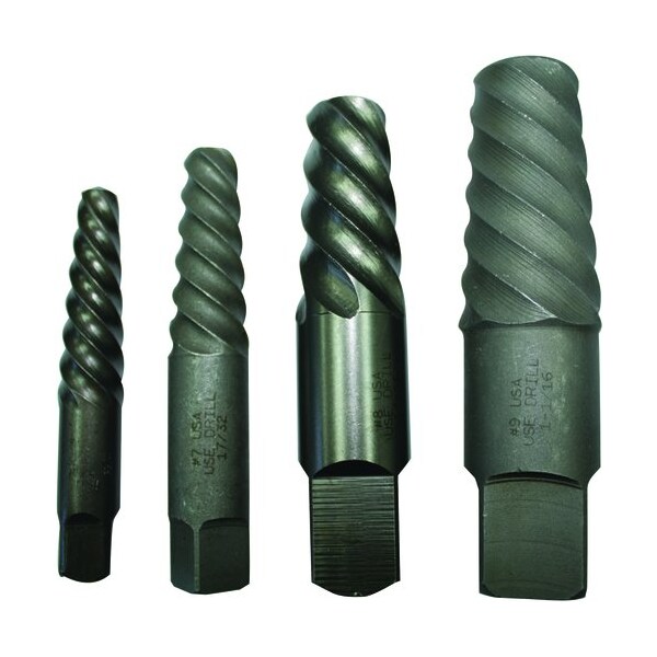 Morse Screw Extractor Set, Series 7300, For Use With 38 to 1 Pipe and 34 to 218 Screw, Carbon Stee - 20218