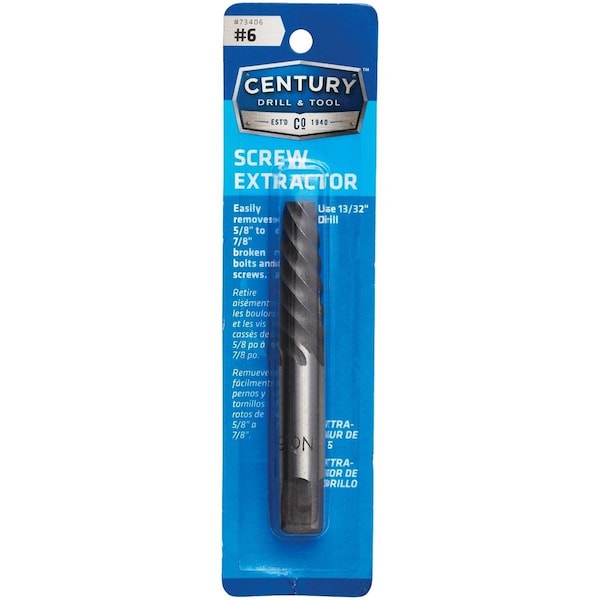 Century Drill Tool Century Drill & Tool #6 Spiral Flute Screw Extractor - 73406