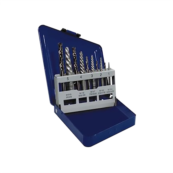 Hanson 10 Piece Spiral Extractor and Drill Bit Set in Metal Index - 11119