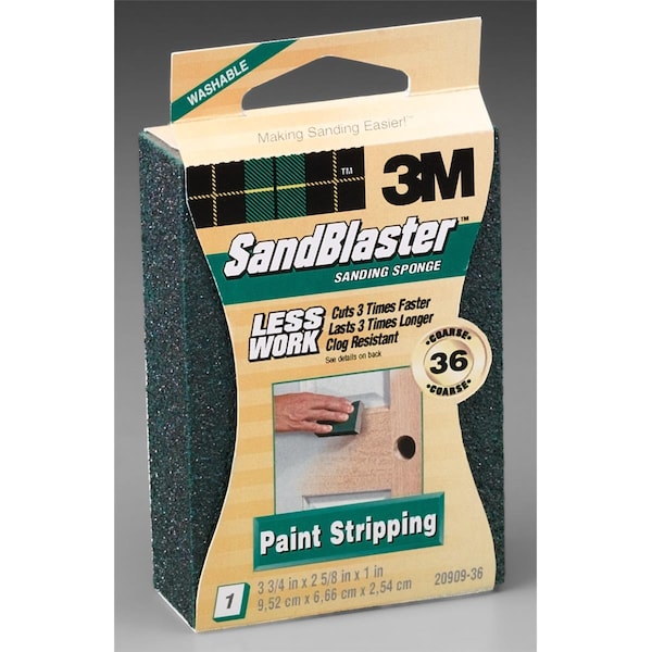 Bloque de esponja para lijar y quitar pintura SandBlaster de grano 36 de 3M - 2090936 - 051111115152