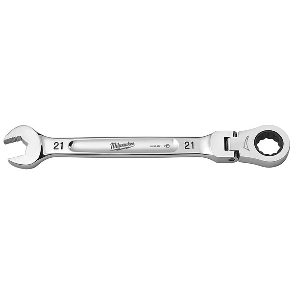 Llave de combinación Milwaukee Tool de 21 mm con trinquete de cabeza flexible métrica - 45-96-9621