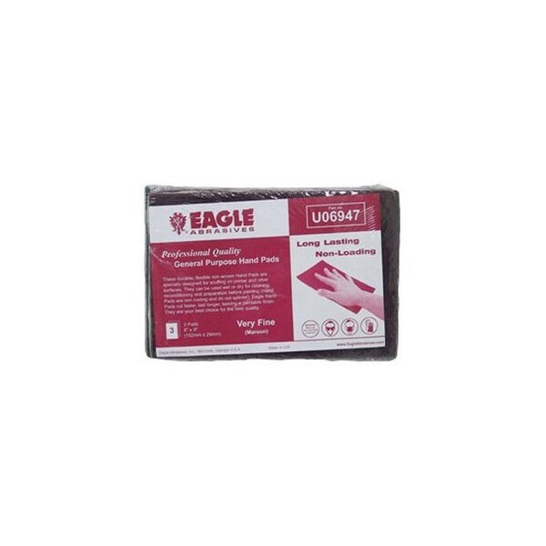 Almohadillas para pulir a mano de Eagle Abrasives - color guinda J. Pak, paquete de 3 - U06947