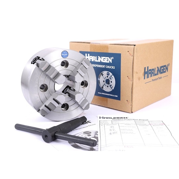 H & H Industrial Products Harlingen 6" 4-Jaw Independent Lathe Chuck Plain Back - 9713-1104