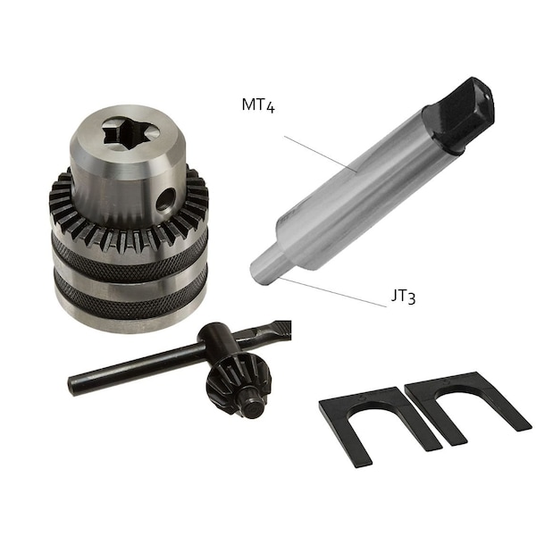 Hhip 3/4 in. JT3 Drill Chuck With Key, MT4 Arbor & JT3 Chuck Wedges - 9999-0026