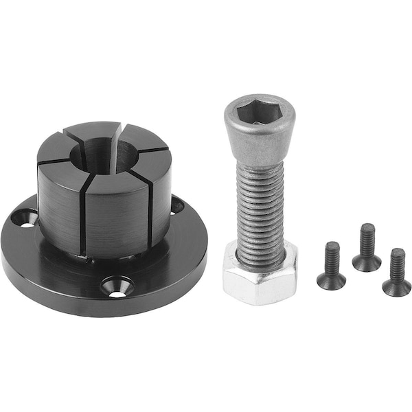 Kipp Mandrel Collet, Structural Steel Black Oxidized, Comp:Mild Steel Case-Hardened, D=27, F3=20 - K0357.062027