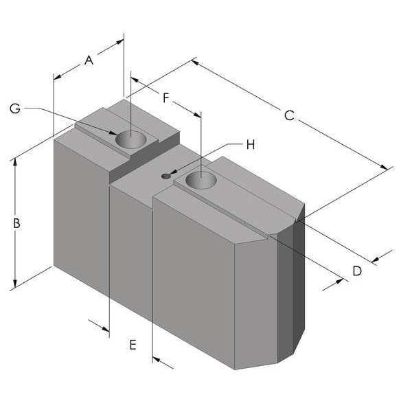Abbott Workholding Soft Top Jaw Set, Aluminum, 1/2 in., PK3 - 10A04A2