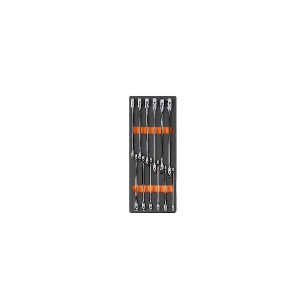 Juego de 12 llaves combinadas de trinquete Beta M44 con bandeja de espuma, métricas de 8mm a 19mm - 024500044