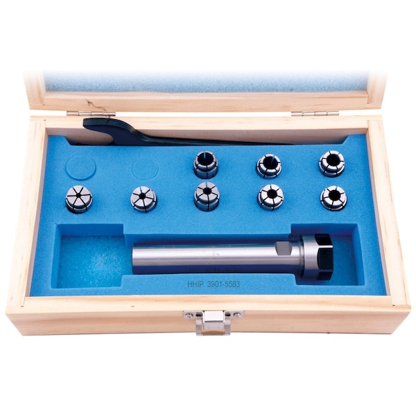 H & H Industrial Products Proseries 10 Piece Sk10 Lyndex Style Straight Shank Collet Chuck Set - 3901-5583