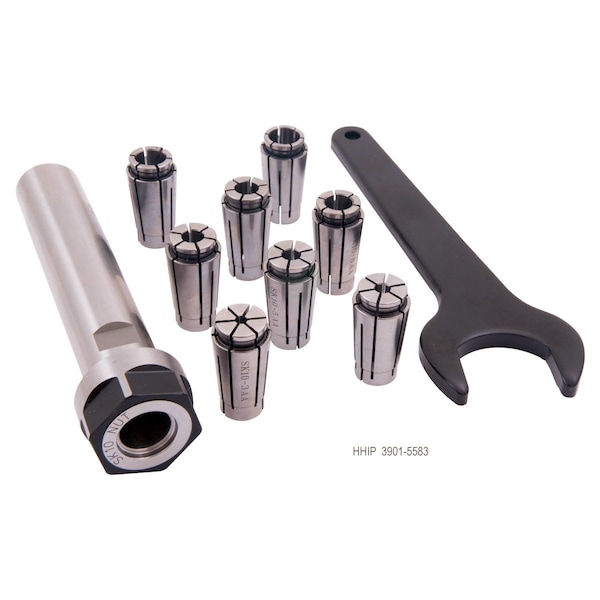 H & H Industrial Products Proseries 10 Piece Sk10 Lyndex Style Straight Shank Collet Chuck Set - 3901-5583
