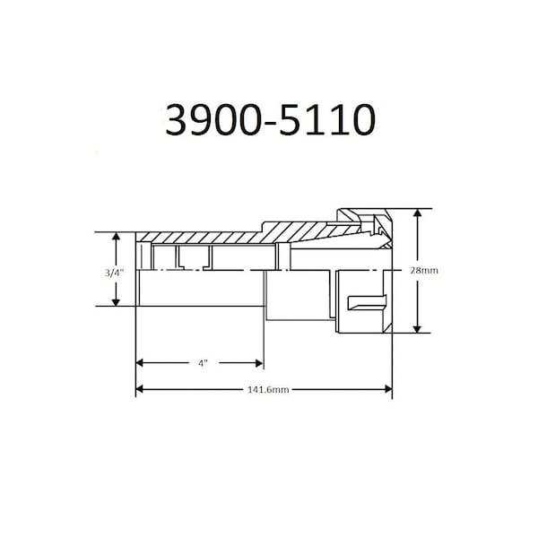 Hhip 3/4 X 4" ER-16 Straight Shank Chuck Extension - 3900-5110