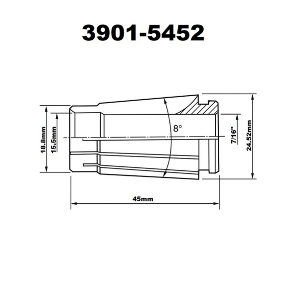 H & H Industrial Products Pro-Series 7/16" Sk16 Lyndex Style Collet - 3901-5452